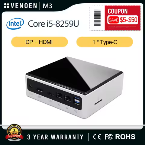 Core i5-8259U Multifunctional Mini PC HDMI DP 4K Dual Lan Office Home Edition Desktop Computer Windo