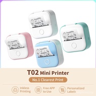 [HOT]Phomemo Portable Mini Thermal Printer T02  Printing Sticker Wireless Inkless Mini Pocket Printer DIY Self-adhesive Label Printer