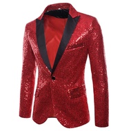 Men Sequin Suit Jacket Silver