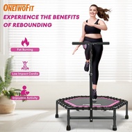 【In stock】OneTwoFit 1.27M(50 inch) Hexagonal Fitness Trampoline with Adjustable Handle Bar Exercise Jumping Cardio Trainer Workout IQ4Y