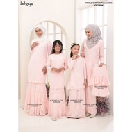 LAHOYA • Soft Pink • Sedondon Baju Kurung Ibu dan Anak • Baju Kurung Kembang Payung dan Kurung Riau