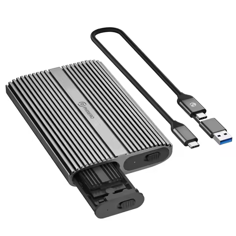 Tool-Free Dual Bay M.2 NVMe SSD Enclosure, 10Gbps High Speed, Thunderbolt 3 Compatible External Hard