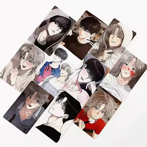 10PCS Korean BL Manhwa Photocard Set Cute Male Character Collectible Cards Webtoon Couple Portrait L