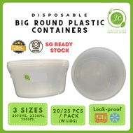 ✅SG READY STOCK - Big Round High Quality Disposable Plastic container 3000ml / 2330ml / 2075ml