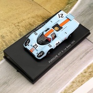 Hợp kim 1/64 Xe mô hình Diecast tia lửa Porsche 917K Vịnh livery 1970 Le Mans đua #21 Xe mô hình cao