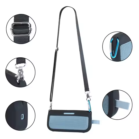 Speaker Case with Shoulder Strap&Carabiner Silicone Cover Case Shockproof Protective Skin Sleeve for