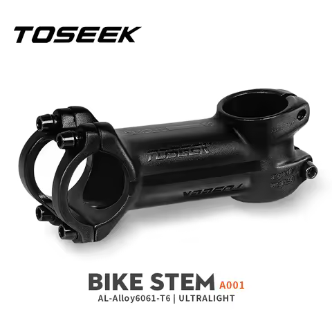 TOSEEK 10° Aluminum Alloy MTB Bike Stem Riser Black For 31.8mm Handlebar Mountain Bicycle Power Stem