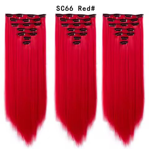 Set Hair Clip In Hair Extensions With Clips Hairpieces Synthetic Extension False/Fake Hair Blonde Eu