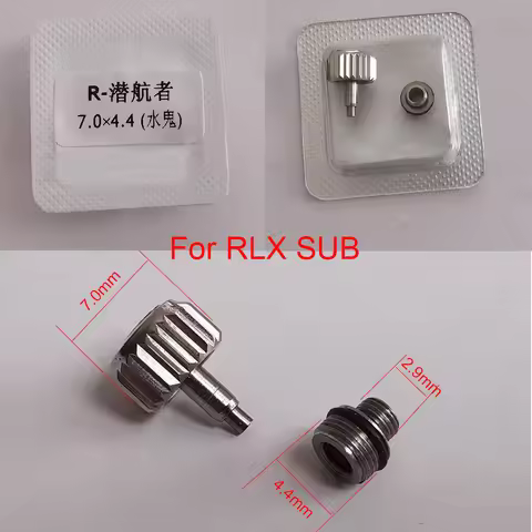 Mod Watch Accessories Dia 7.0MM Silver Watch Crown 4.4MM*2.9MM Thread into Tube Fit For Rlx SUB 40MM