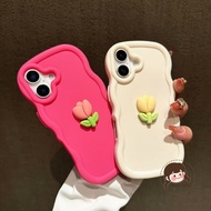 New 3D Tulip Wavy Phone Case For OPPO A73 A53 A53s A92 A72 A52 A31 A9 A5 2020 A5S A3S A12 A12E F15 F