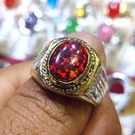 BAYAR DI TEMPAT Cincin Titanium Batu Akik Kalimaya Australia Merah Super Full Jarong Istimewa