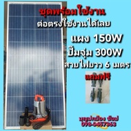 ปั๊มน้ำโซล่าเซลล์พร้อมแผงโซล่าเซลล์ 150W ปั๊มน้ำ 300W 12V สายไฟยาว 6 เมตร ต่อตรงใช้งานได้เลย
