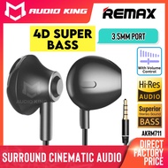 REMAX In Ear Flat Earphones Bass Wired Earphone With Volume Control HD Mic 3.5mm Original Earfone Ye Fon Telinga AKRM711