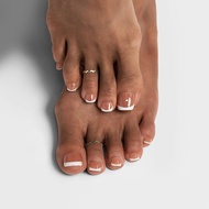 BTArtbox Press on Toenails Short, White French Tips Toenail Press Ons Square for Women, Fit Perfectl