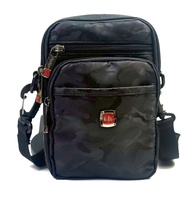 Chinatown Leather กระเป๋าผู้ชาย ผ้า ร้อยเข็มขัด สะพาย สีดำ มือถือใหญ่ Dakar 3 ซิปยื่น