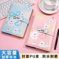 A5 Password Notebook Simple Handbook with Lock Diary Boys Girls Students Cartoon Stationery Customiz