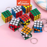 12/24Pcs 3x3 Mini Cute Keychain Magic Square Puzzle Cube Keychain Three Speed Rubik's Cube Pendant K