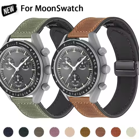 20mm Silicone Leather Watch Strap For Omega X Swatch Common MoonSwatch Saturn Moon Series Constellat
