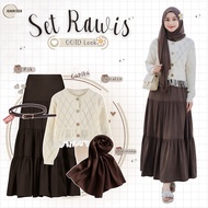 One Set 3 in 1 (Sweater + Layered Skirt + Pashmina) Hijab Set Premium RawisWanita - GNK128