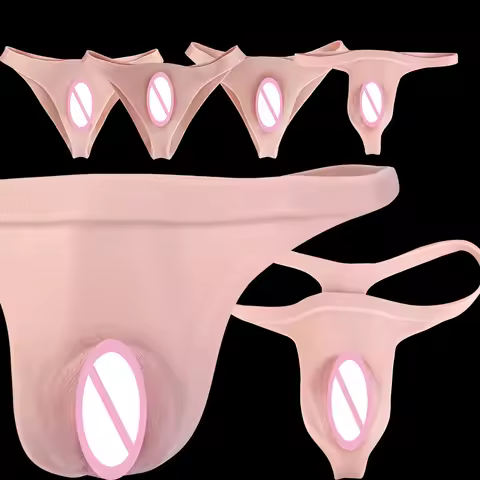 SXM Strapon Hiding Gaff Thong Briefs Realistic Penetratable Vaginal Underwear Panties For Men Gay Cr