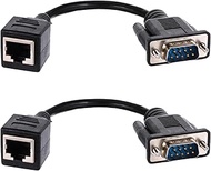 2 Pack Rs232 to Ethernet RS232 to RJ45 Extender DB9 9 Pin Serial Port Female & Male RJ45 15.5 CM/6.1