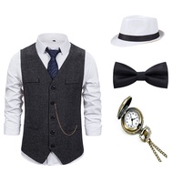 20s Party Great Gatsby Cosplay Costume 1920s Mens Gangster Accessories Set Fedora Newsboy Hat Suspen