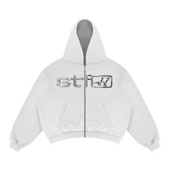 Hoodie Zipper Boxy CHROME White Hoodie Hoodie Zip