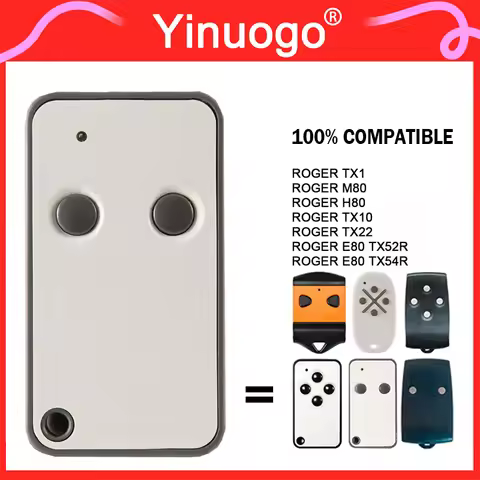 ROGER E80 TX52R 2 Garage Door Remote Control 433.92MHz ​Fixed Code ROGER E80/TX52R/2 E80/TX54R/4 TX1