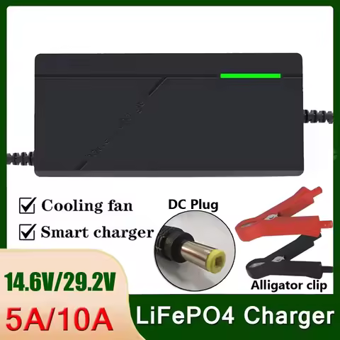 12V 24V 5A 10A LiFePO4 Charger For 4S 8S 14.6V 29.2V Lithium Iron Phosphate Battery Pack AC110-240V 