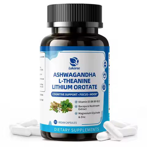 Lukaree Lithium Orotate 8mg Mood & Brain Support with Ashwagandha 200mg, Magnesium, Bacopa, Lion’s M