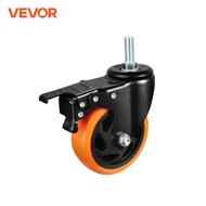 VEVOR 2/3/4 inch Caster Wheels Set of 4 Threaded Stem Industrial Swivel Casters with Dual Locking A/