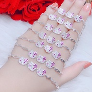 LẮC TAY CHO BÉ - LẮC TAY 3 KITTY CHO BÉ GÁI - Shop bạc BiBi cam kết bạc chuẩn chất lượng kèm bảo hàn