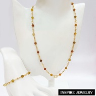 Inspire Jewelry Elegant 24K Gold Plated Tourmaline & Tiger Eye Beaded Necklace 24 Inches with Gold B