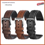 didalucky   20mm 22mm High Quality Rubber Strap for Fossil Silicone +leather Watch Band FS5237 FS513