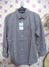 Kemeja Panjang Zara Man Polos Pria-Kemeja Putih Panjang-Formal Casual