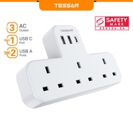 TESSAN Multi Plug Extension with USB+Type C,6 in 1 Multi Functional Charger Powert Socekt Adapter