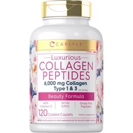 Carlyle Collagen Peptide Contains Vitamin C | 6,000mg | 120 Capsules | Grass-Fed Type 2 and III| Bea