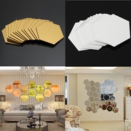 12pcs Gold/Silver Acrylic Hexagonal 3D DIY Modern Design Mirror Wall Window Sticker Murals Vinyl Wal