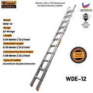 (SIRIM) Winner Ladder 12 ft x 12 ft Aluminium Double Extension Ladder 12 kaki x 12 kaki Heavy Duty T
