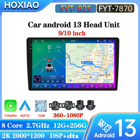 UIS7870 Android 13 Universal Android 13 Car Radio 2 Din 2K 9inch 10inch 360 Carplay auto Voice GPS M