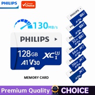 PHILIPS Micro SD Card 4K UHS-I V30 Class10 130Mb/S Memory Cards for Security Cameras, Action Cameras