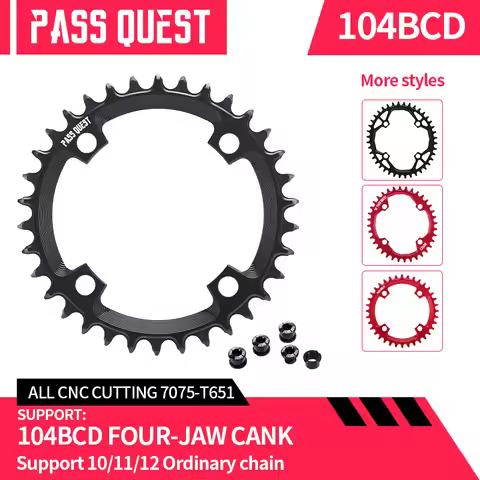 PASS QUEST-Round Chainwheel for Bike 12S, 12 Speed, 104 BCD, M780, M610 670