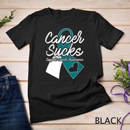 Cervical Cancer Sucks Teal White Support Ribbon Unisex T-Shirt