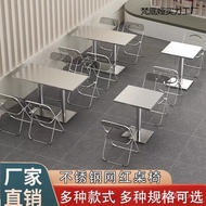 Square Table Chair Combination Industrial Stainless Steel Table Chair Cafe Snack Bar Dining Table Ta