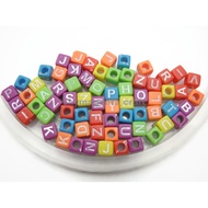 Bright Color Alphabet Beads Bead Manik Huruf Abjad Nama DIY Bracelet Keychain (1778)