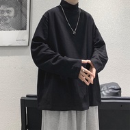 M-8XL Plus Size Turtleneck T Shirt Men Basic Plain Long Sleeve Tshirt Fat Man Big Size Top