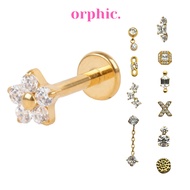 orphic. [3/3] Gold Titanium Screw Lock Flatback Earrings | Conch Helix Tragus Lobe Flat Earring