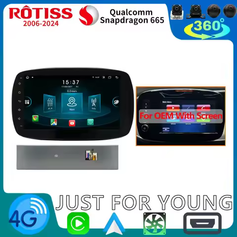Rotiss 8G+256G Android 12 Car Autoradio Radio GPS Navigation For Smart Fortwo 3 C453 A453 W453 With 