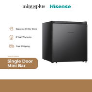Hisense Separate Chiller Zone Reversible Single Door Mini Bar Refrigerator (60L) - RR60D4ABN