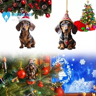 1/7 Acrylic Christmas Fun Sausage Dog Car Decoration Pendant M2o4